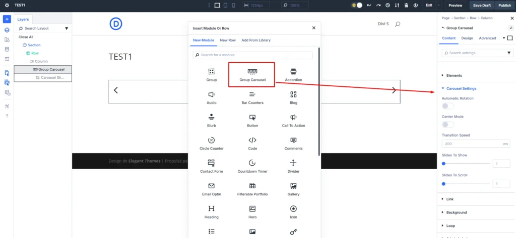 Group Caroussel Slider Divi 5